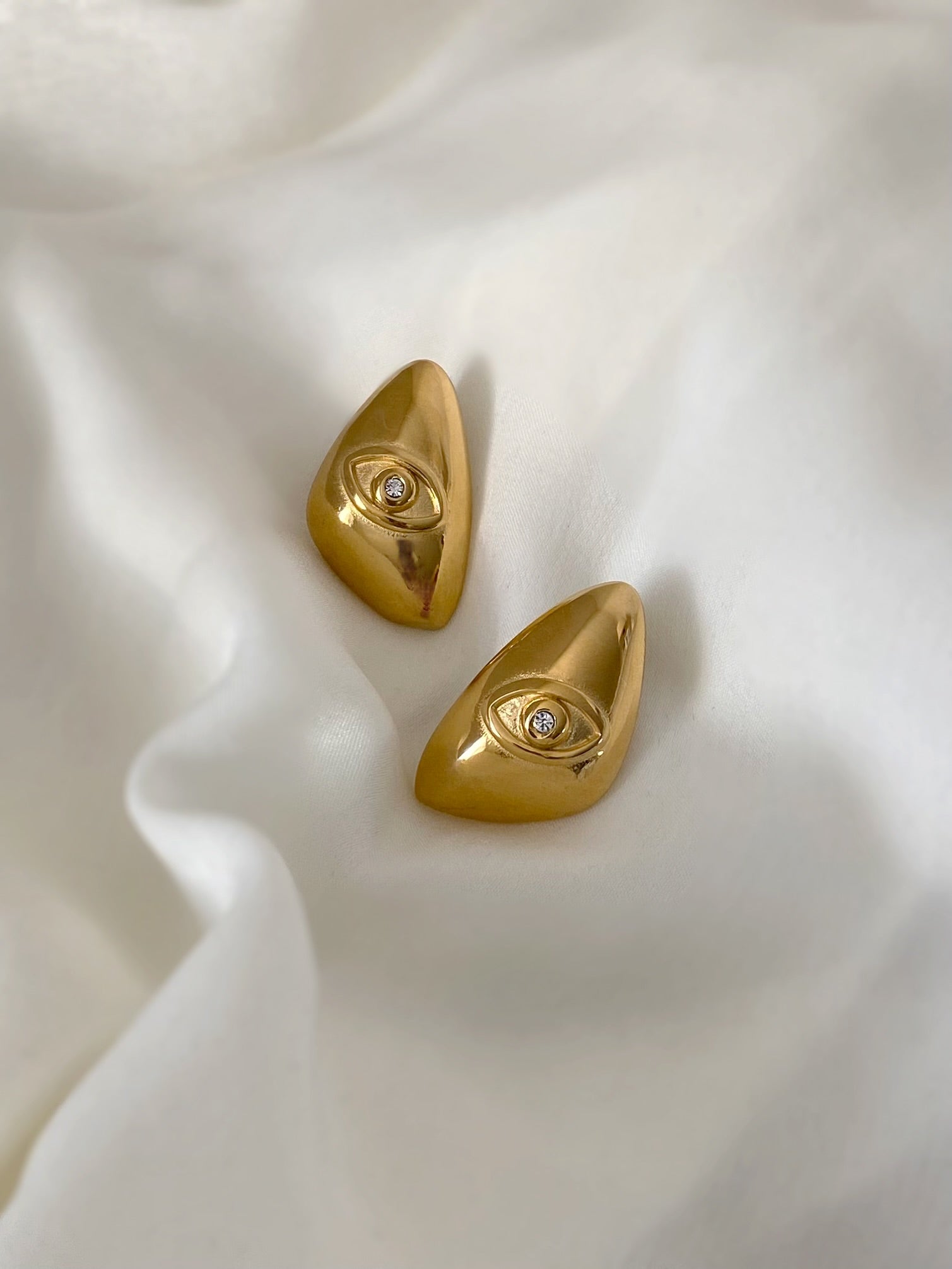 Large Gold Eye Earrings