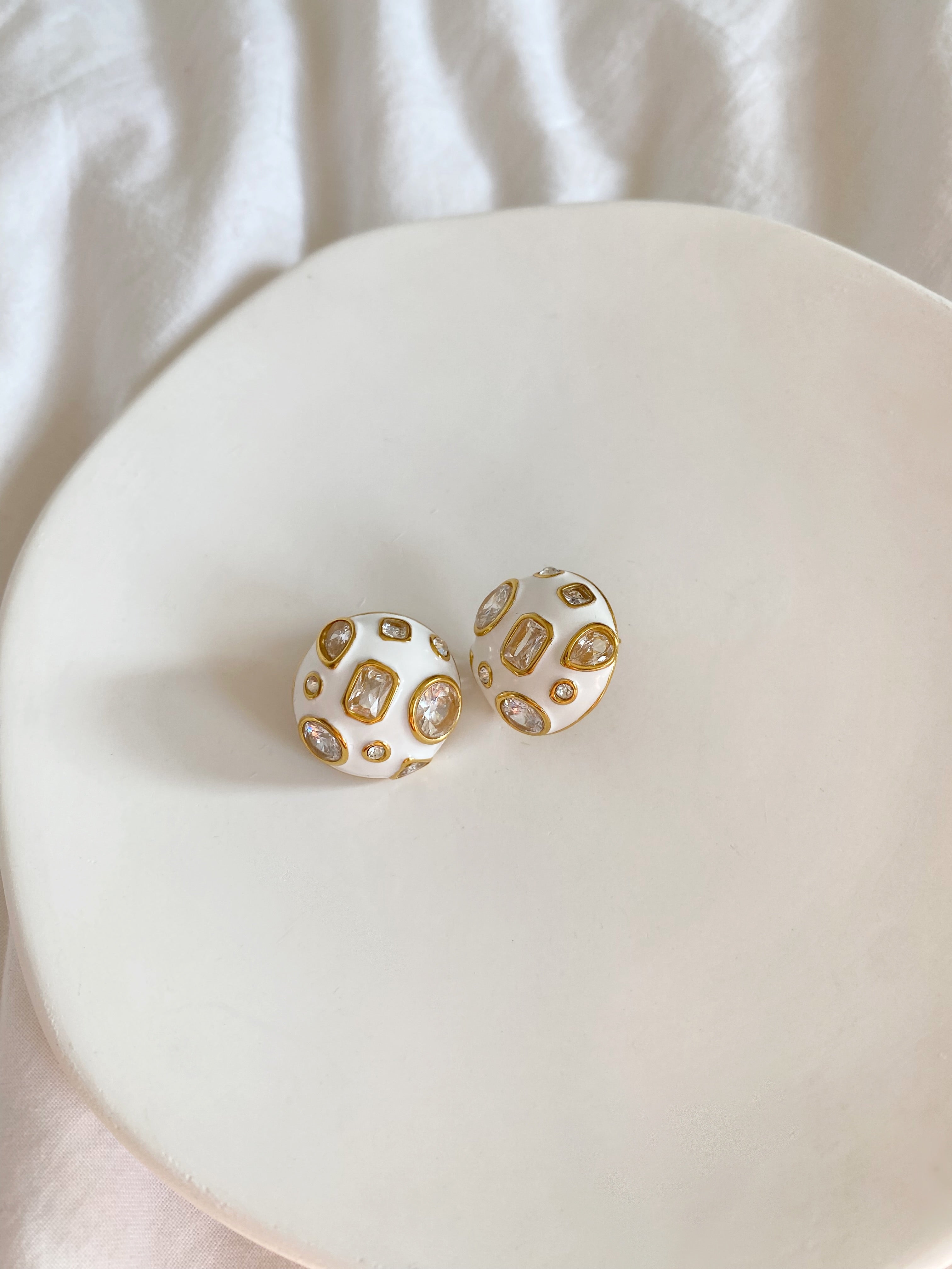 Vintage White Stud Earrings