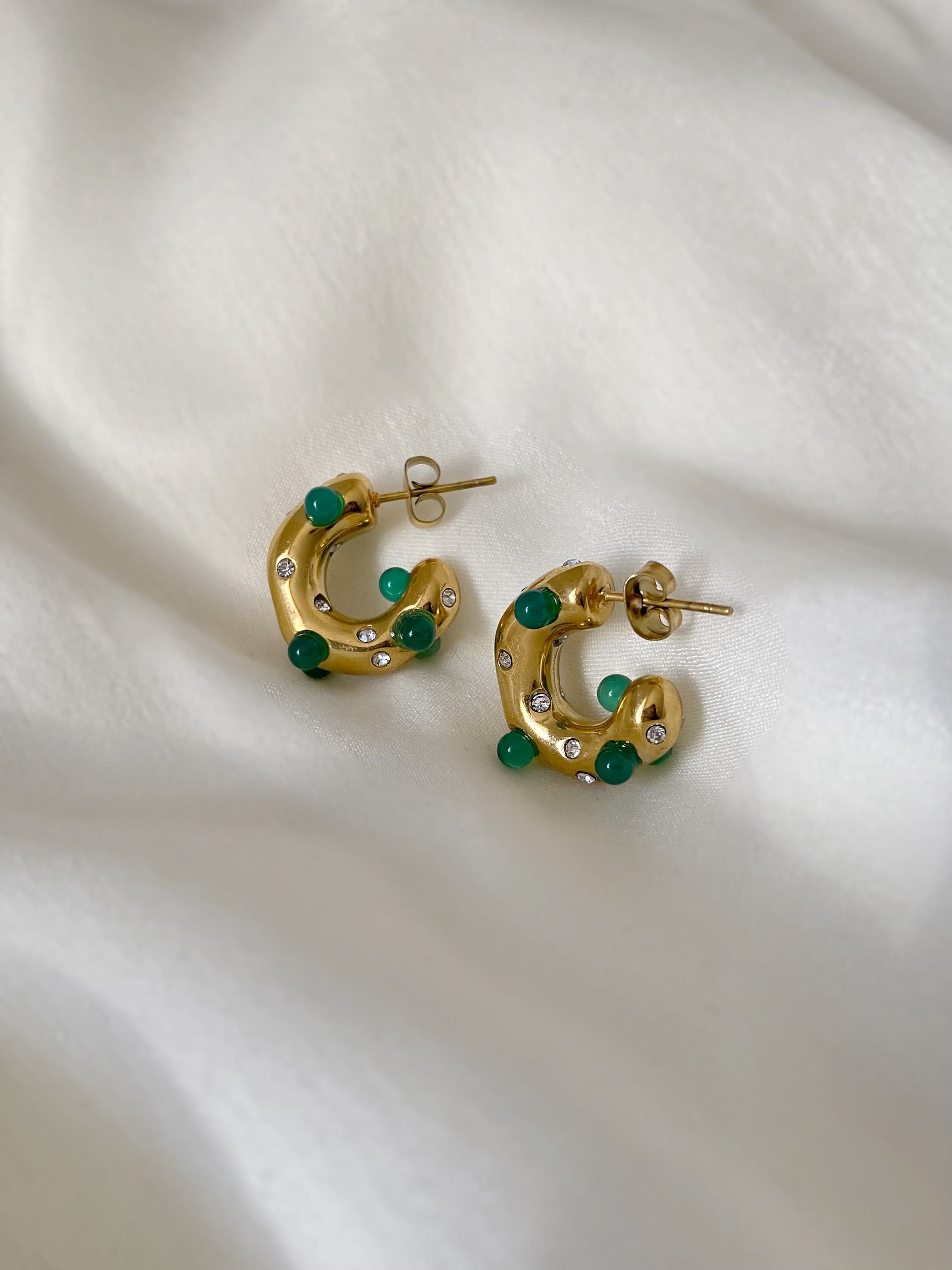 Retro Jade Hoop Earrings