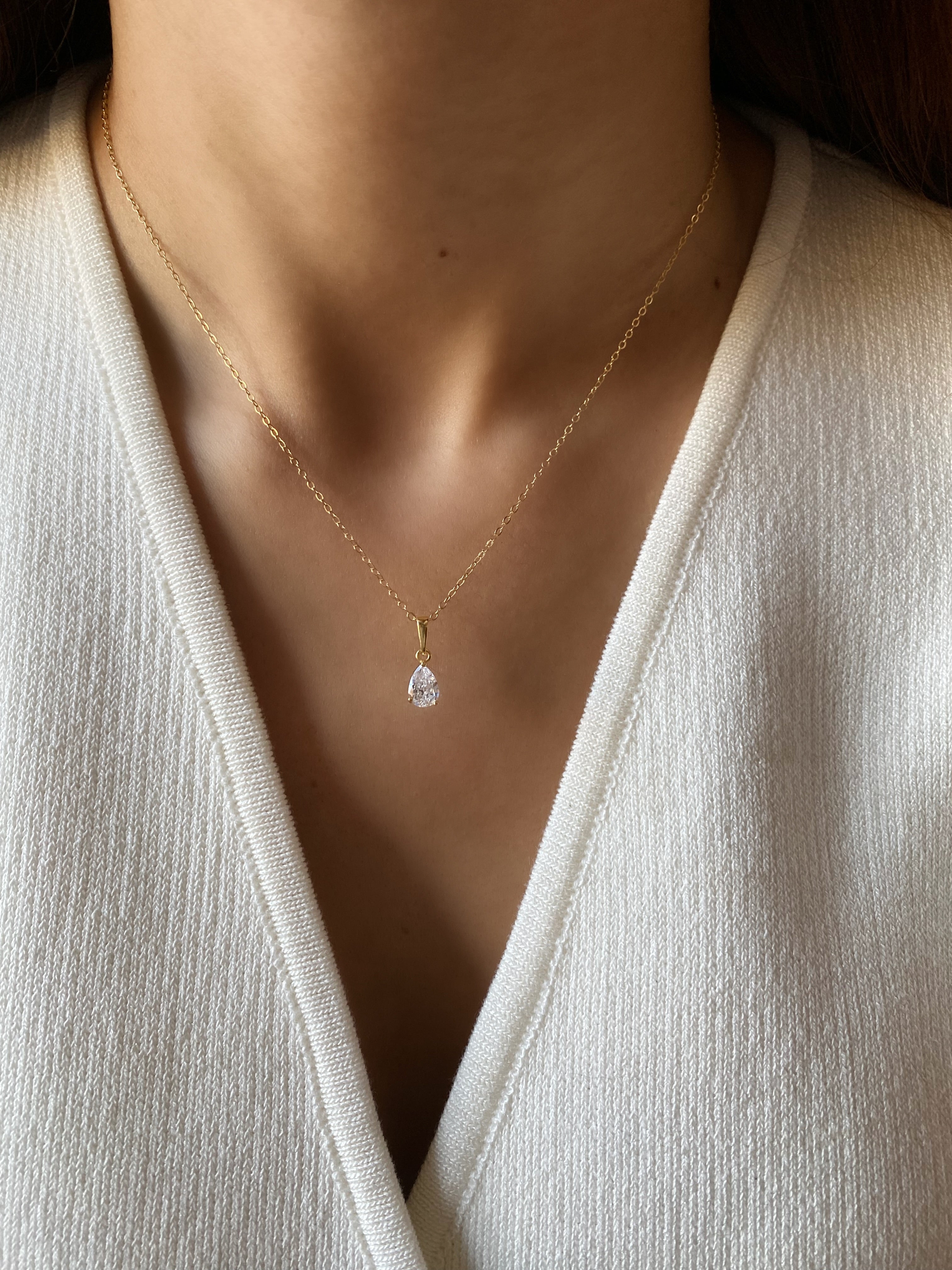 Pear Diamond Pendant Necklace