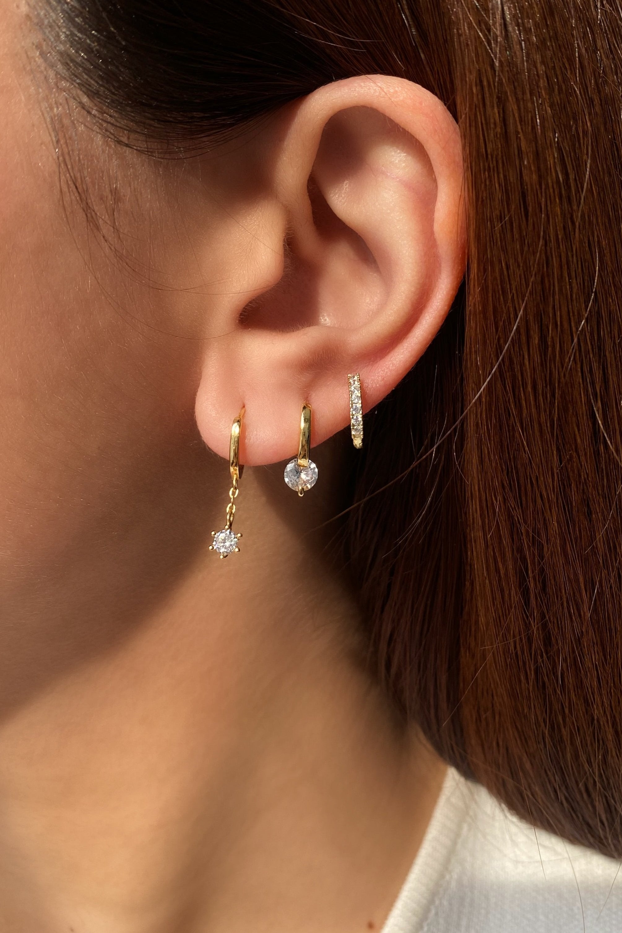 Dangle Diamond Hoop Earrings