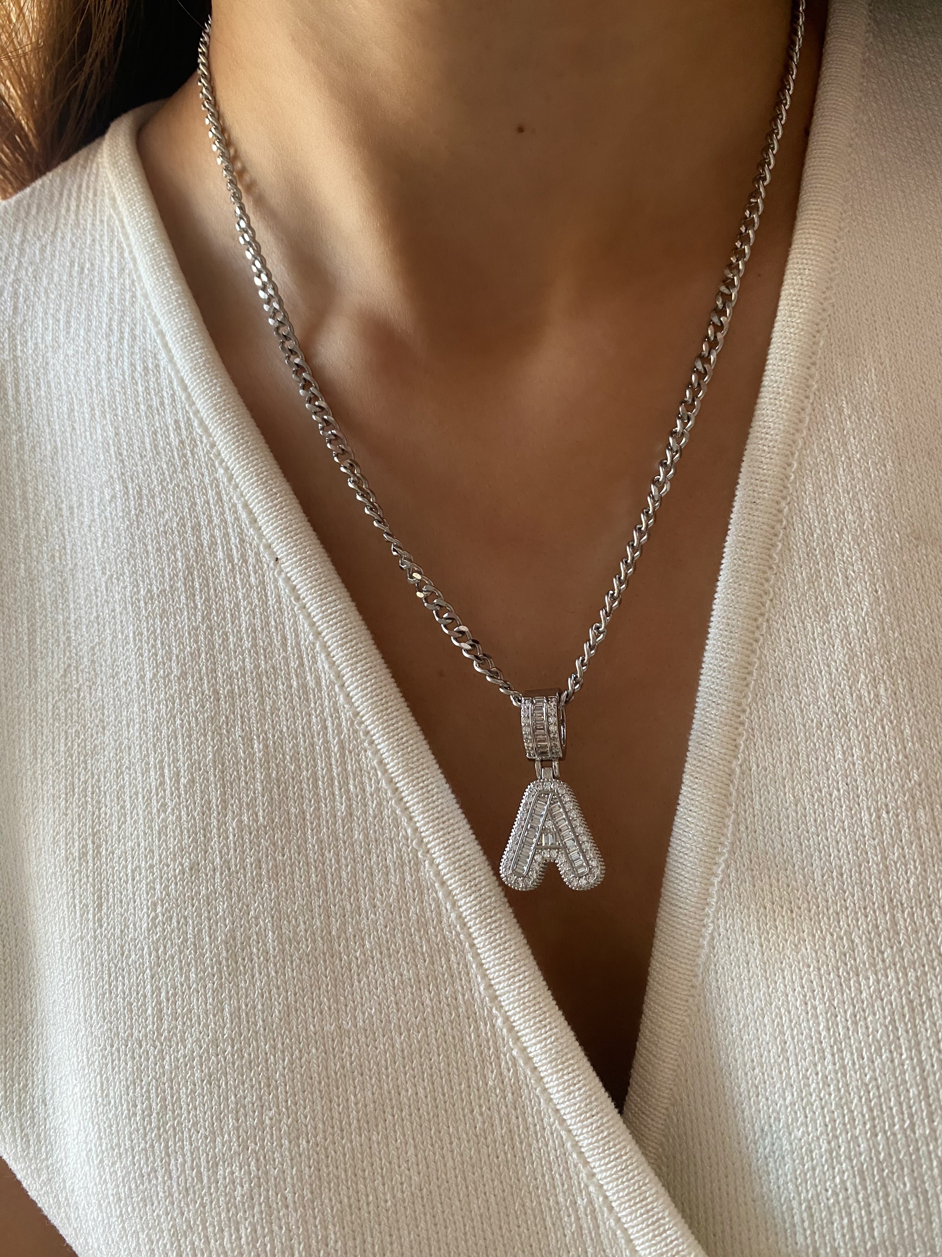 Iced Letter Pendant Necklace