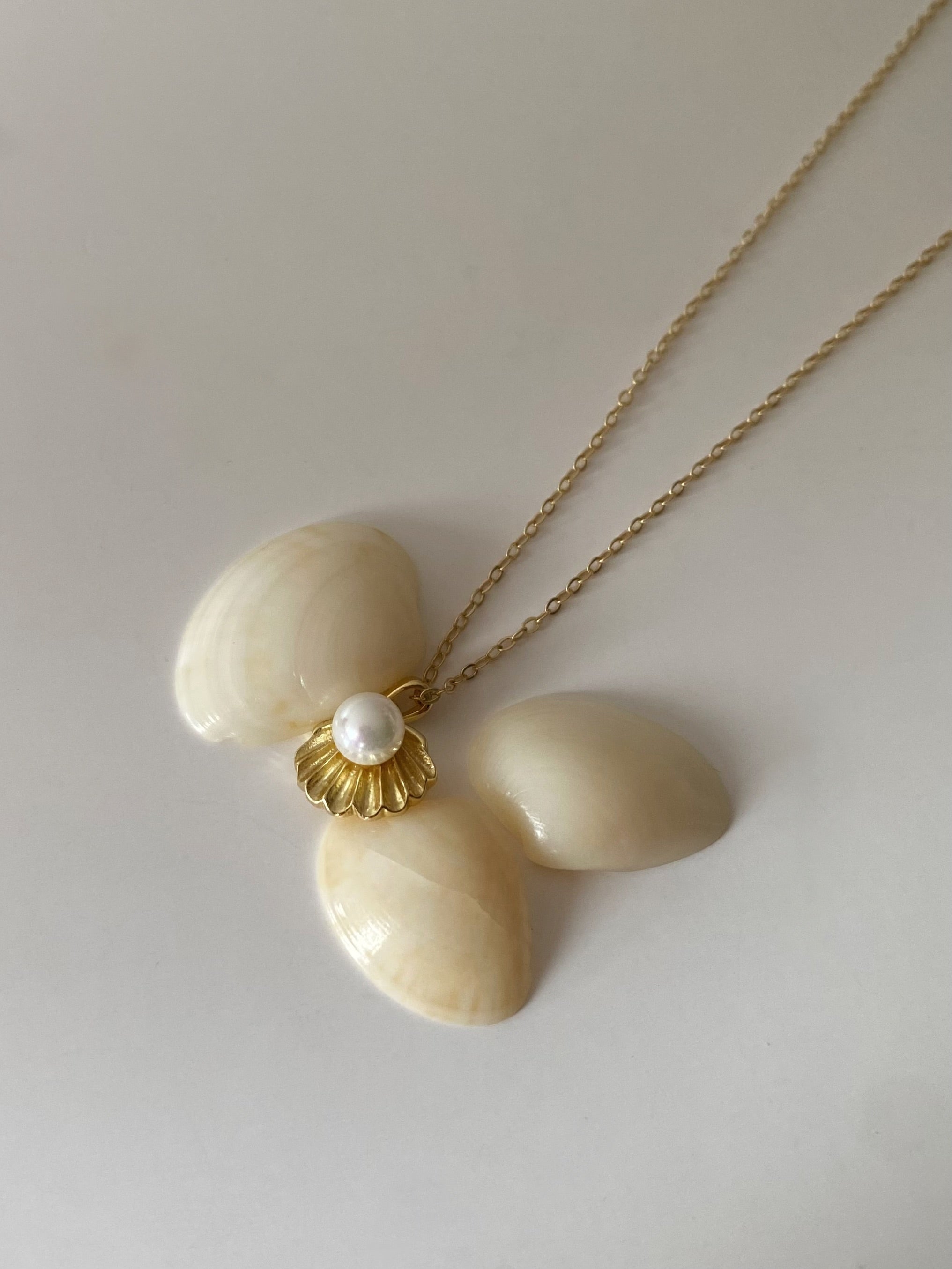 Tiny Seashell Pearl Necklace