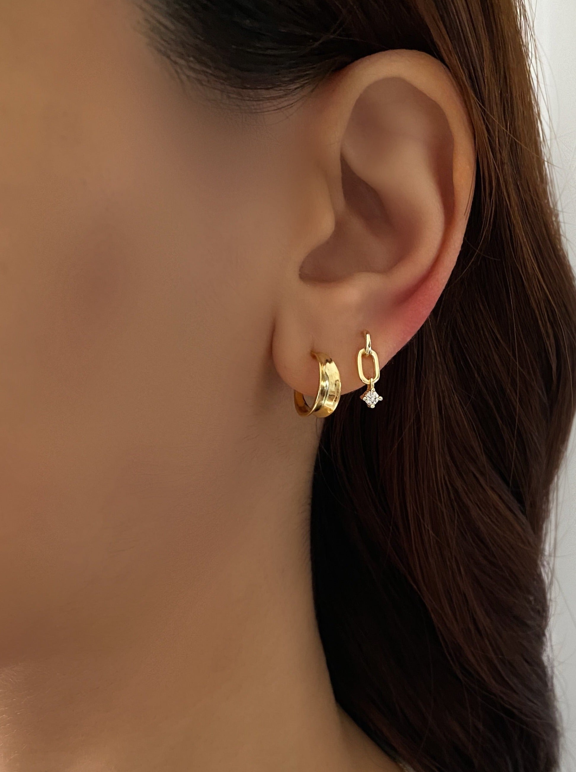 Tiny Link Diamond Earrings