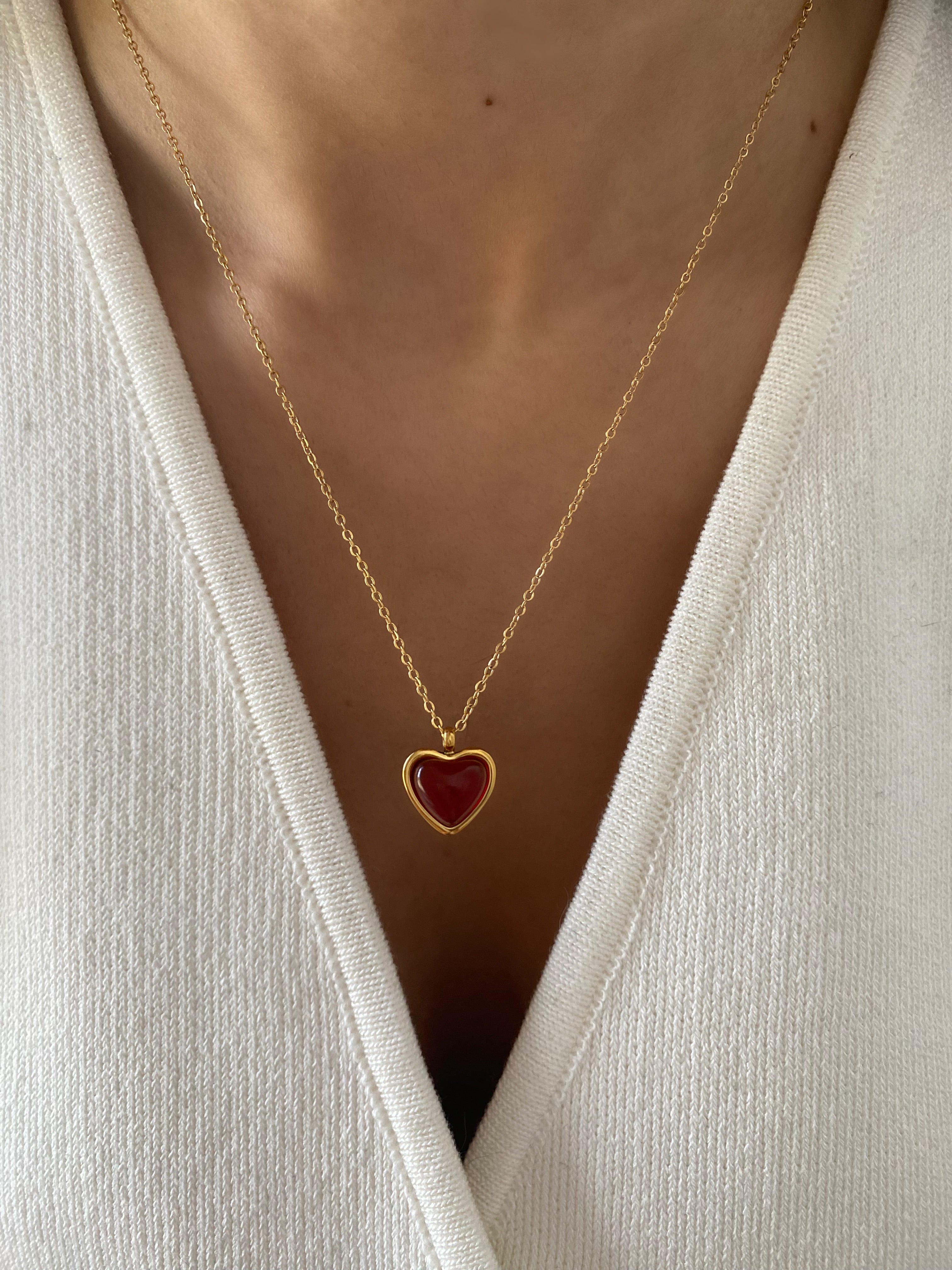 Red Agate Heart Necklace