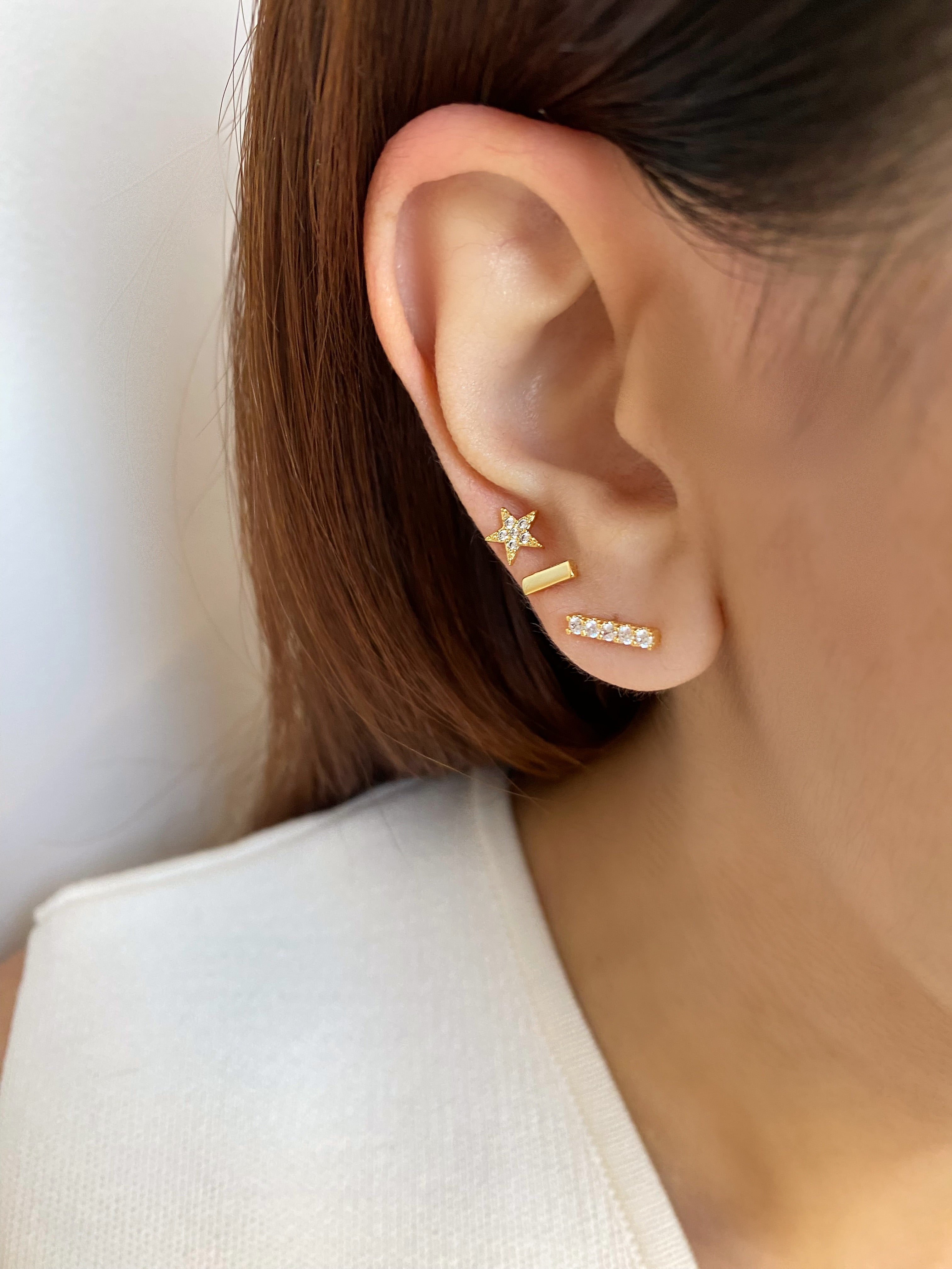 Gold Bar Stud Earrings