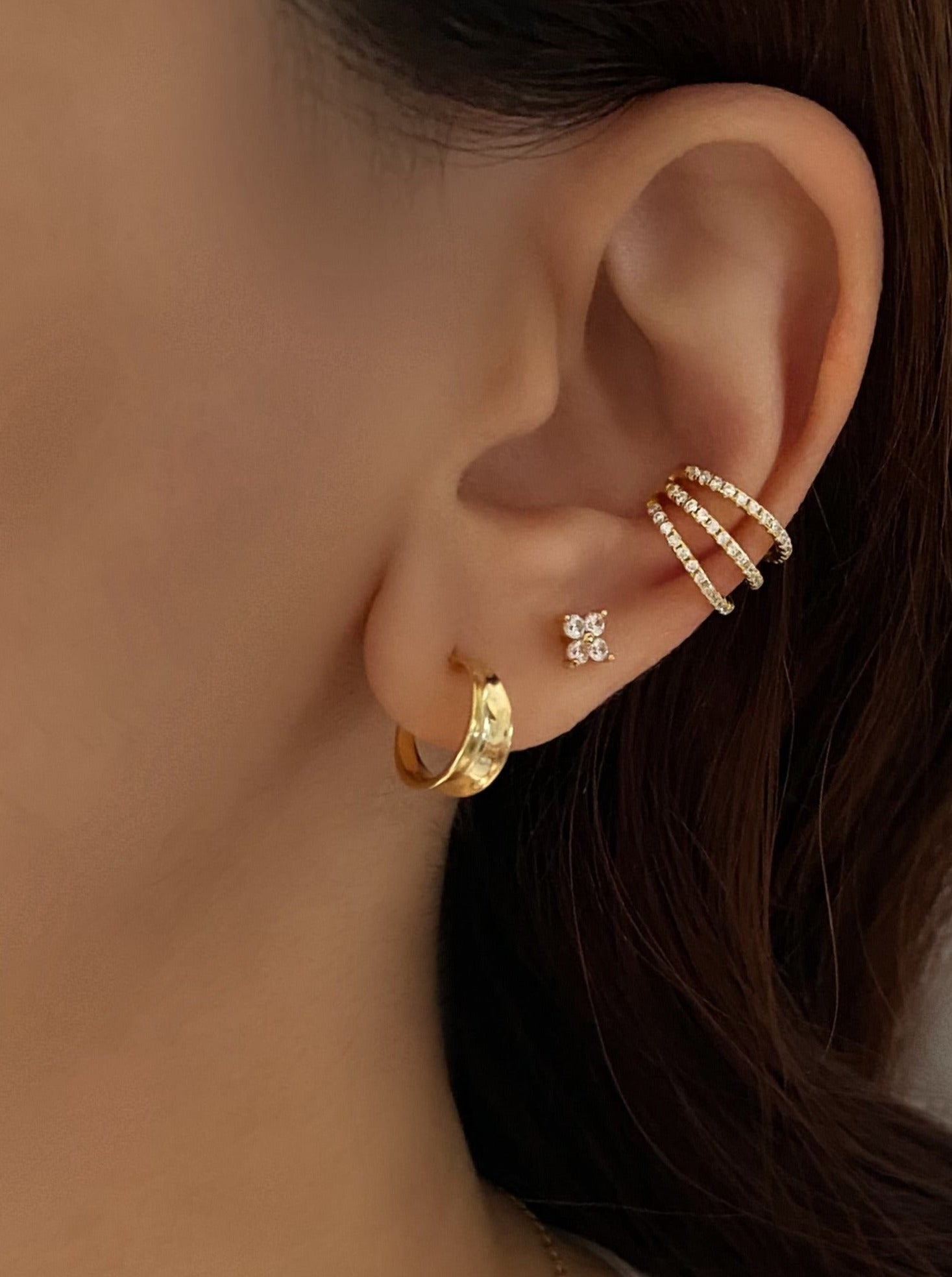 Pavé Hoop Cuff Earrings