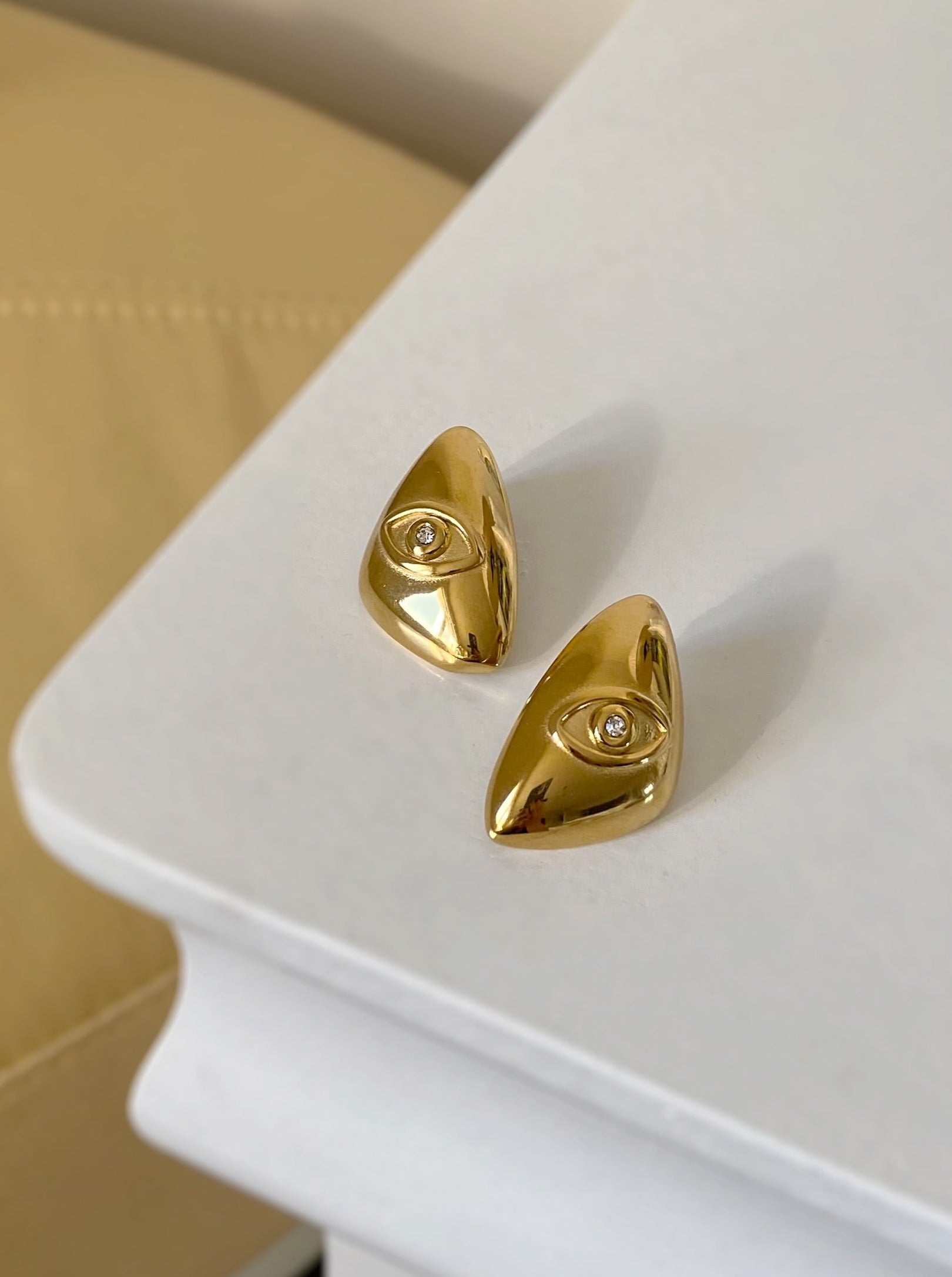 Large Gold Eye Earrings