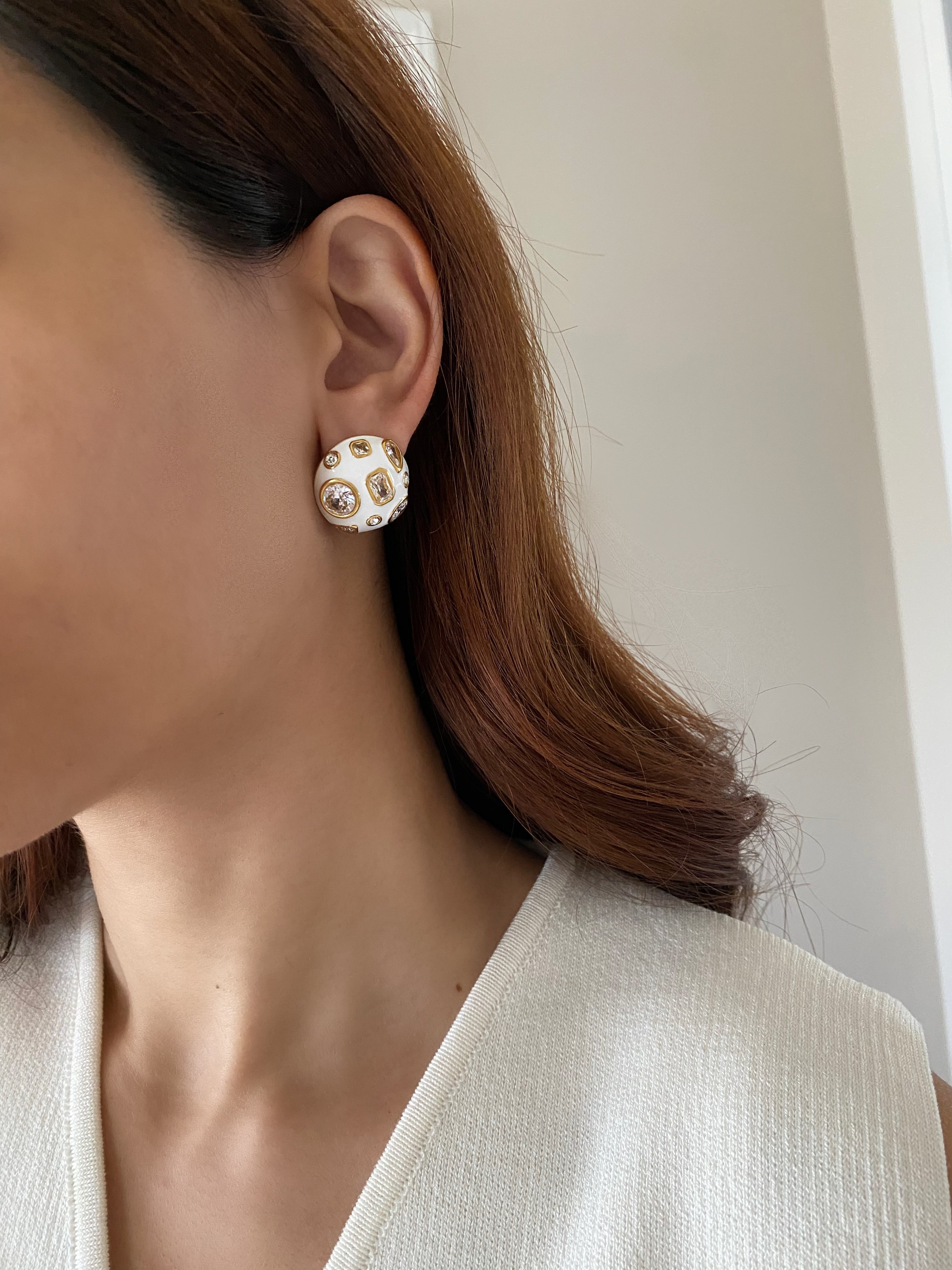 Vintage White Stud Earrings