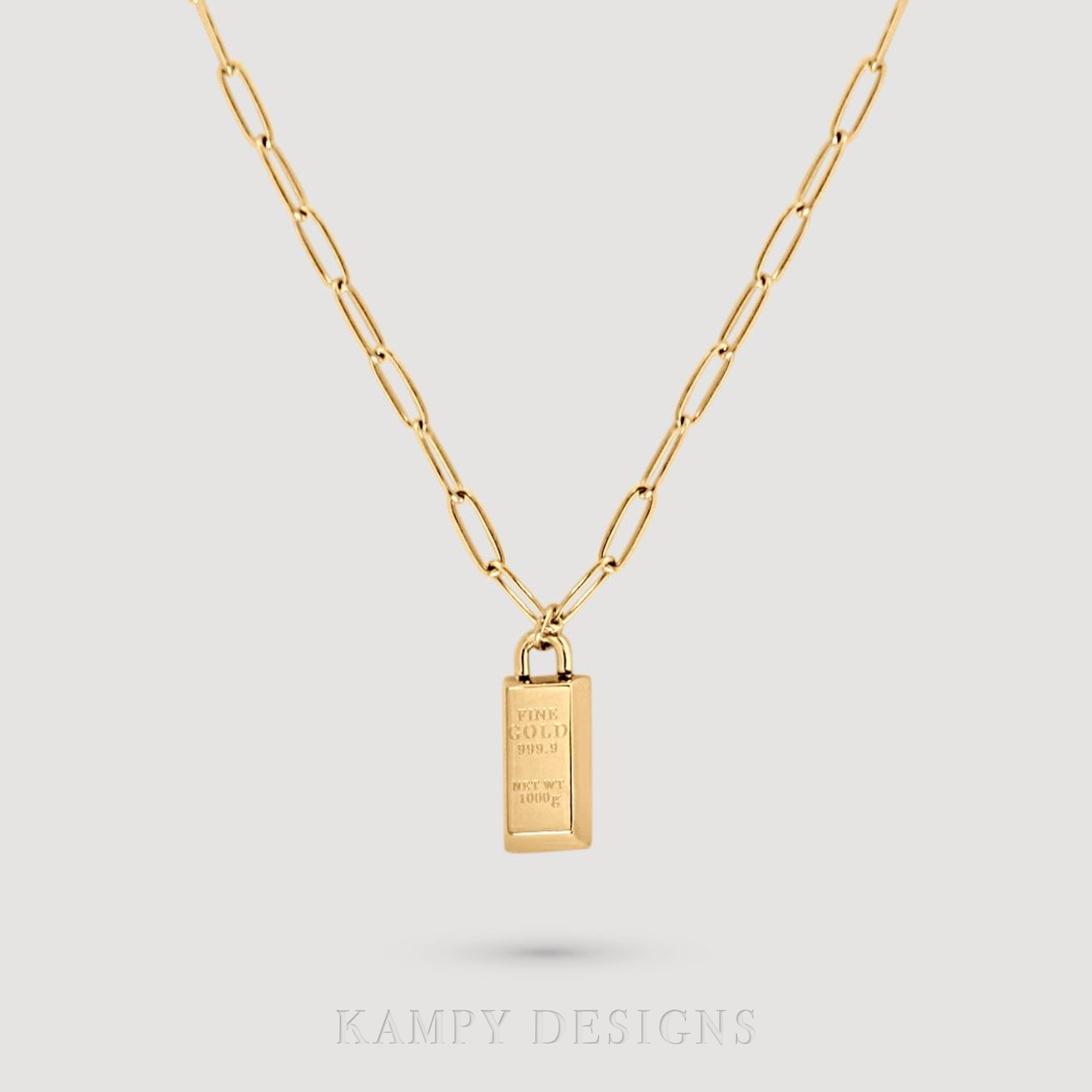 Gold Bar Pendant Necklace