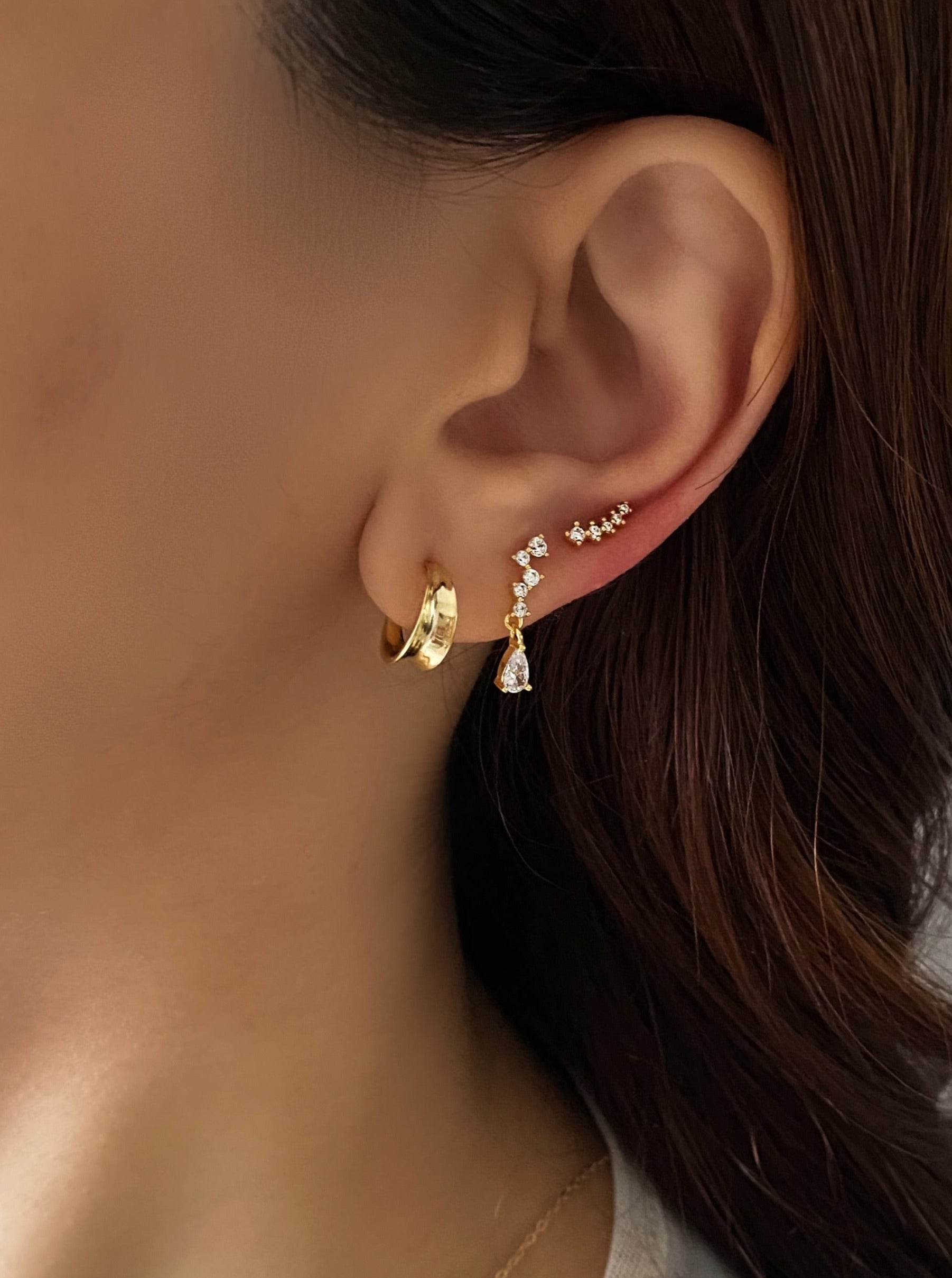 Tiny Diamond Climber Earrings