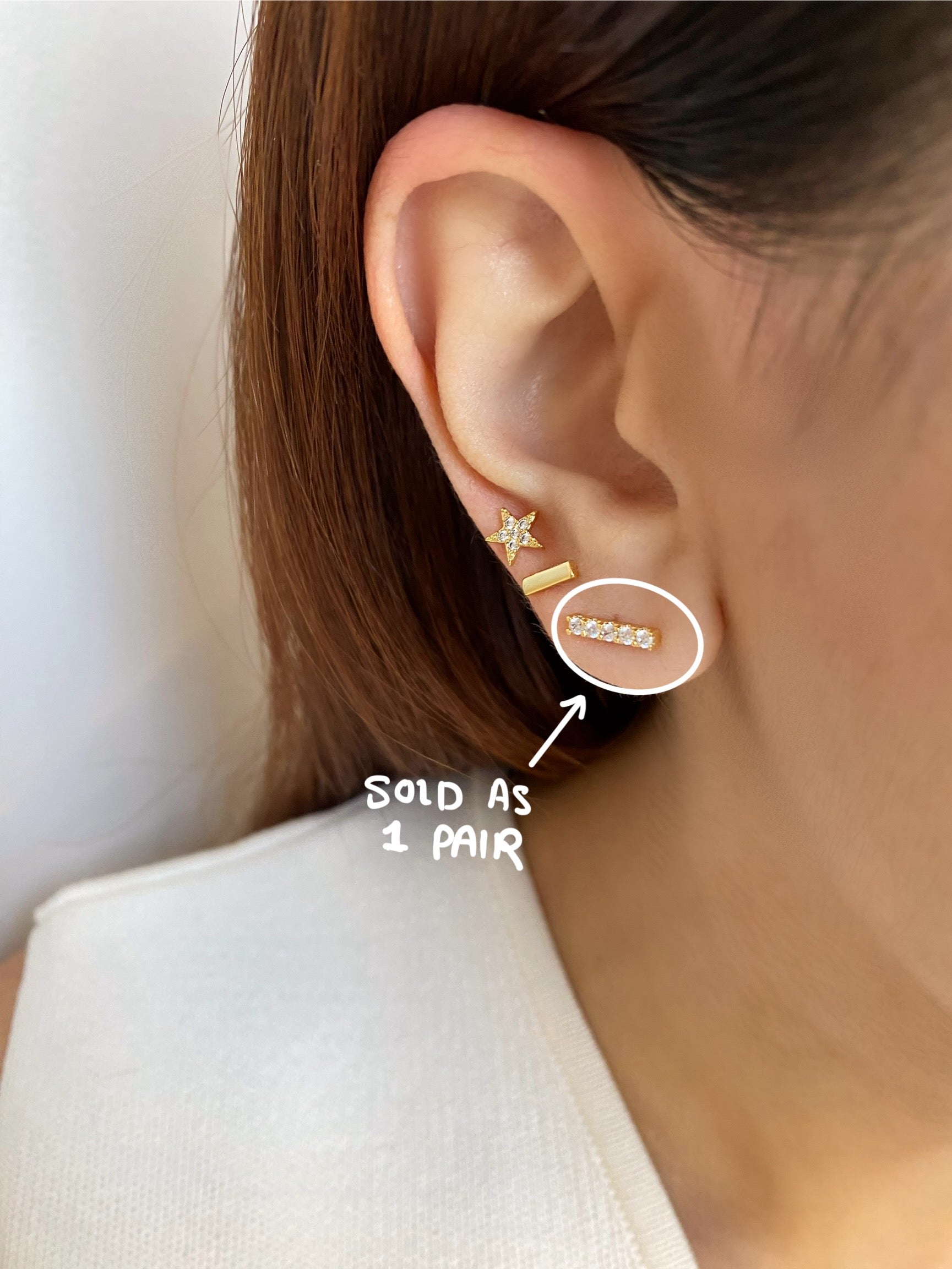 Gold Bar Stud Earrings