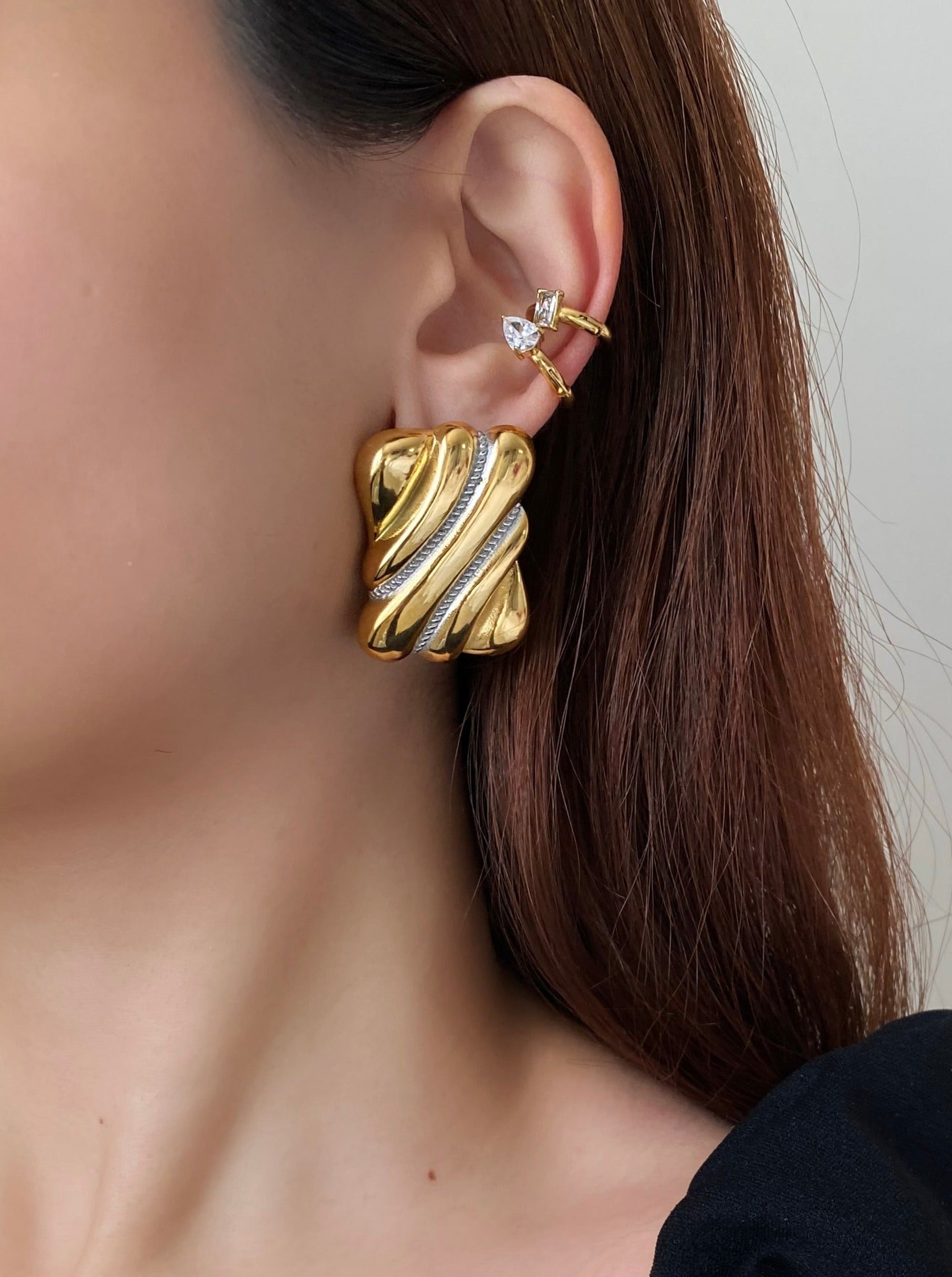 Large Rectangle Gold Earrings