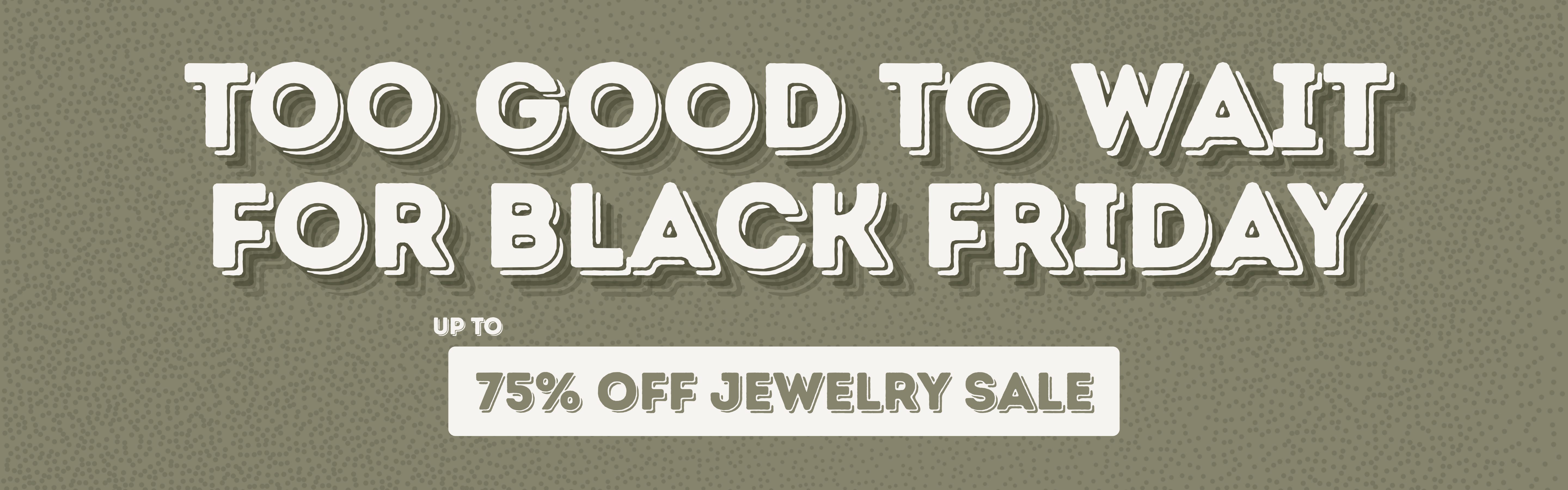 Promotional text for a jewelry sale on a brown background