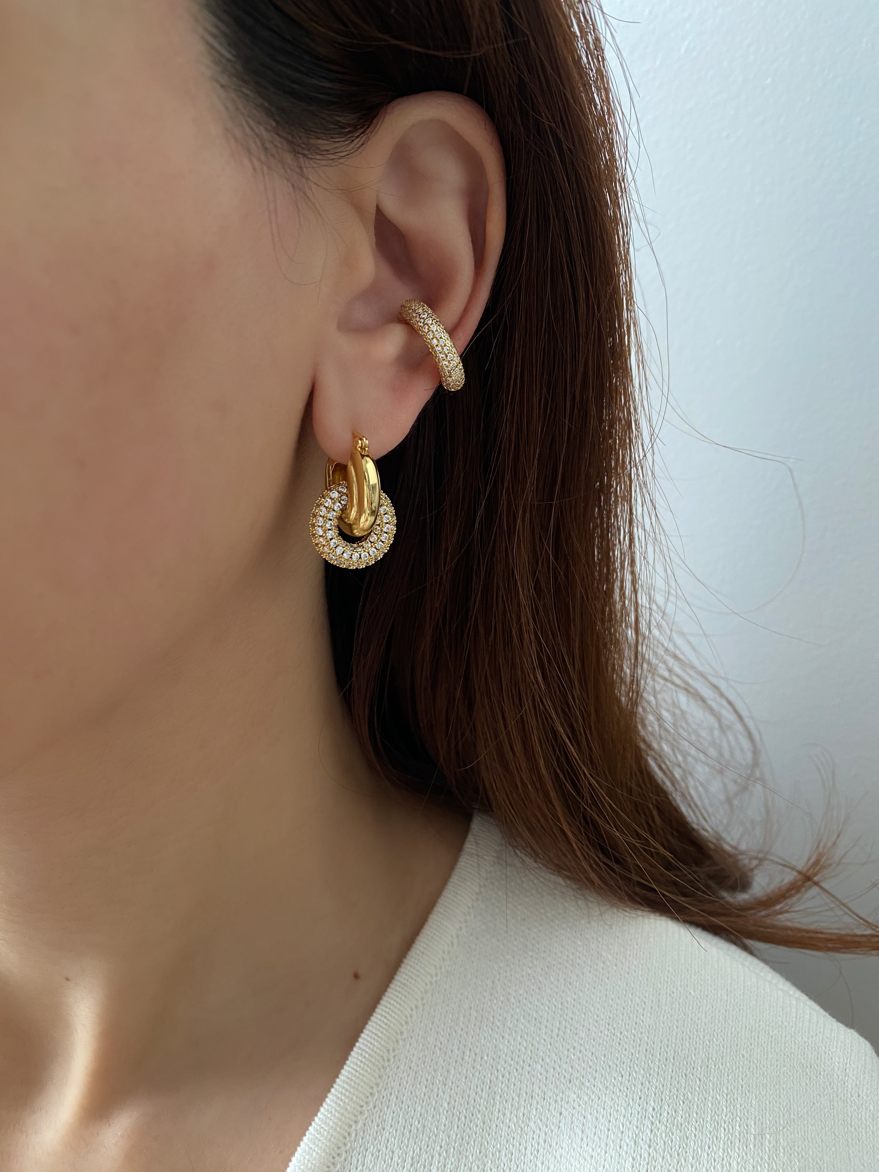 Pavé Double Hoop Earrings
