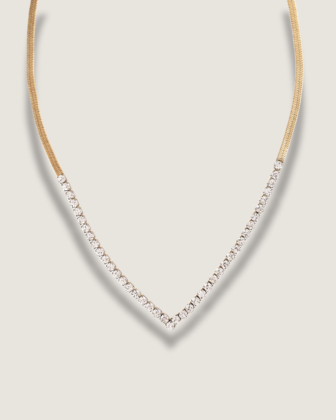 Half Tennis Necklace Snake Chain