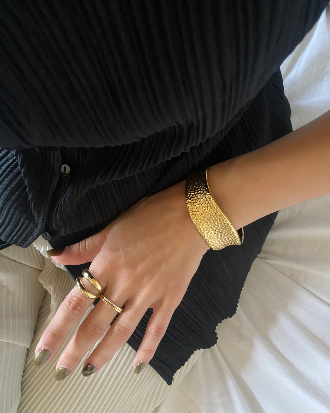 Hammered Gold Cuff Bracelet