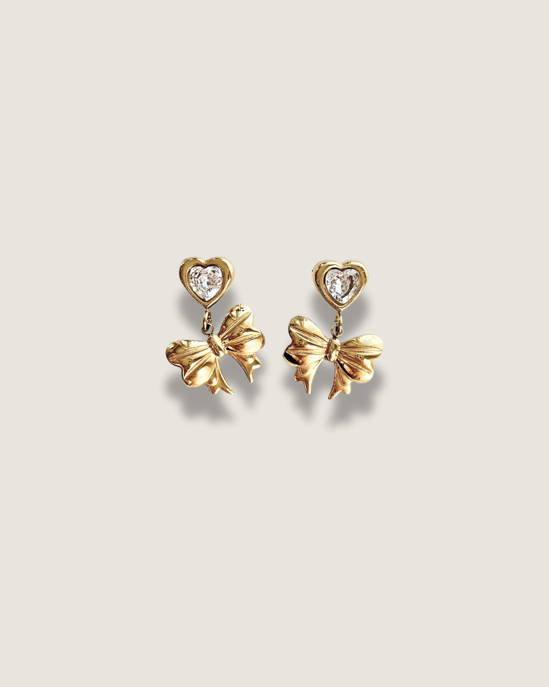 Heart Bow Drop Earrings