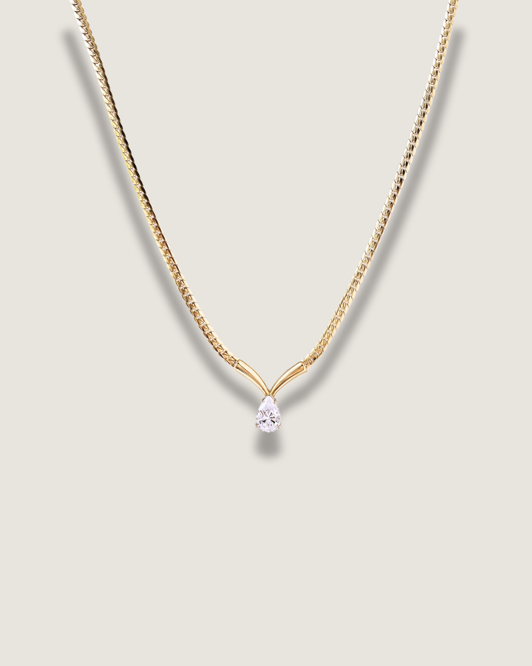 Pear Diamond V Necklace