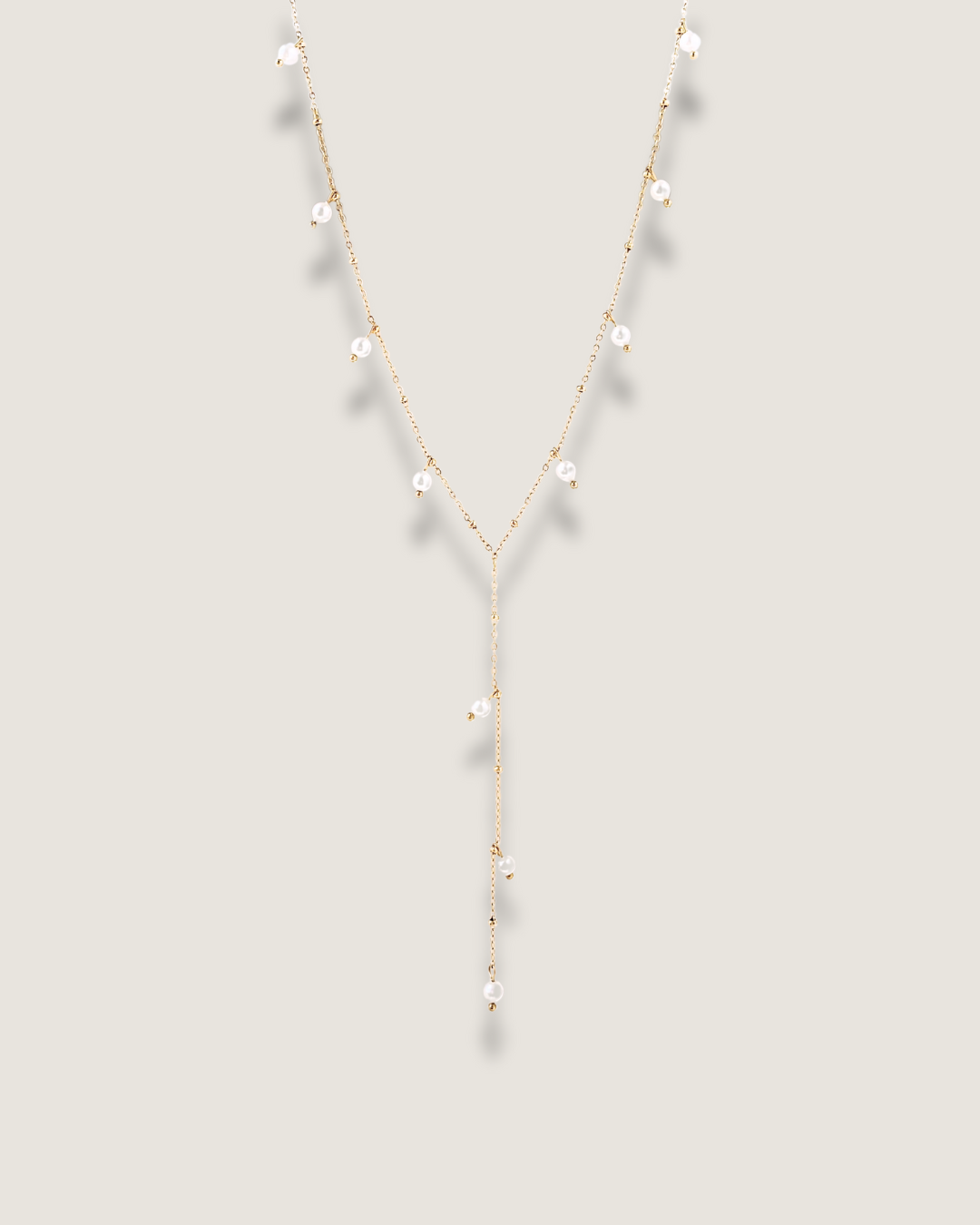 Pearl Charm Lariat Necklace