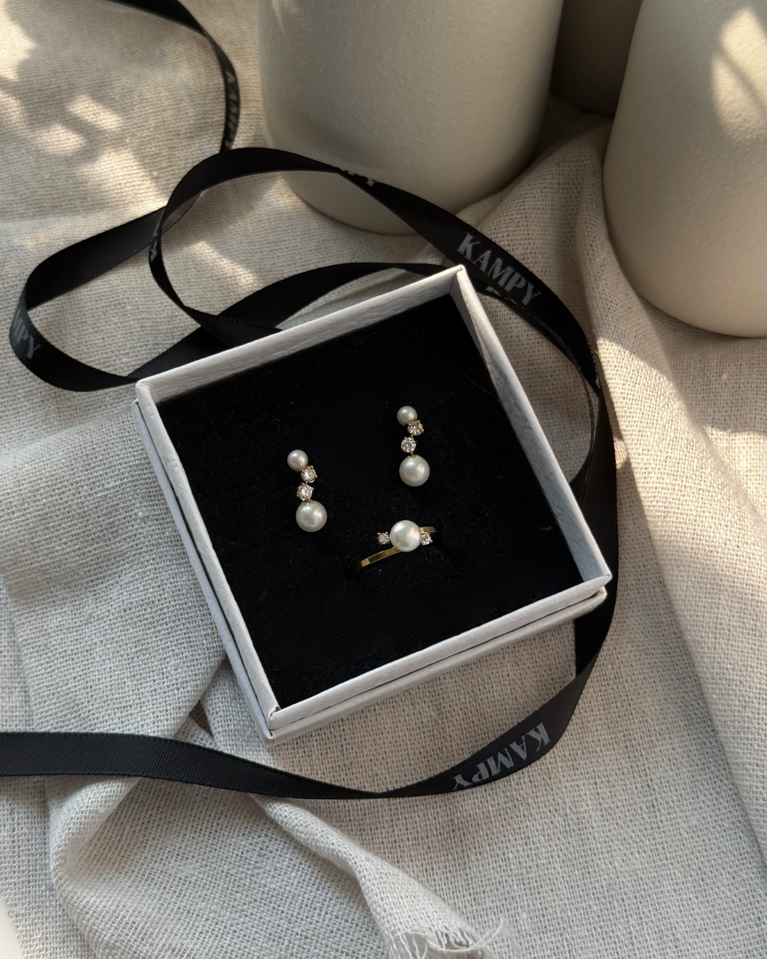 Pearl & CZ Stud Earring Set – Classic Duo