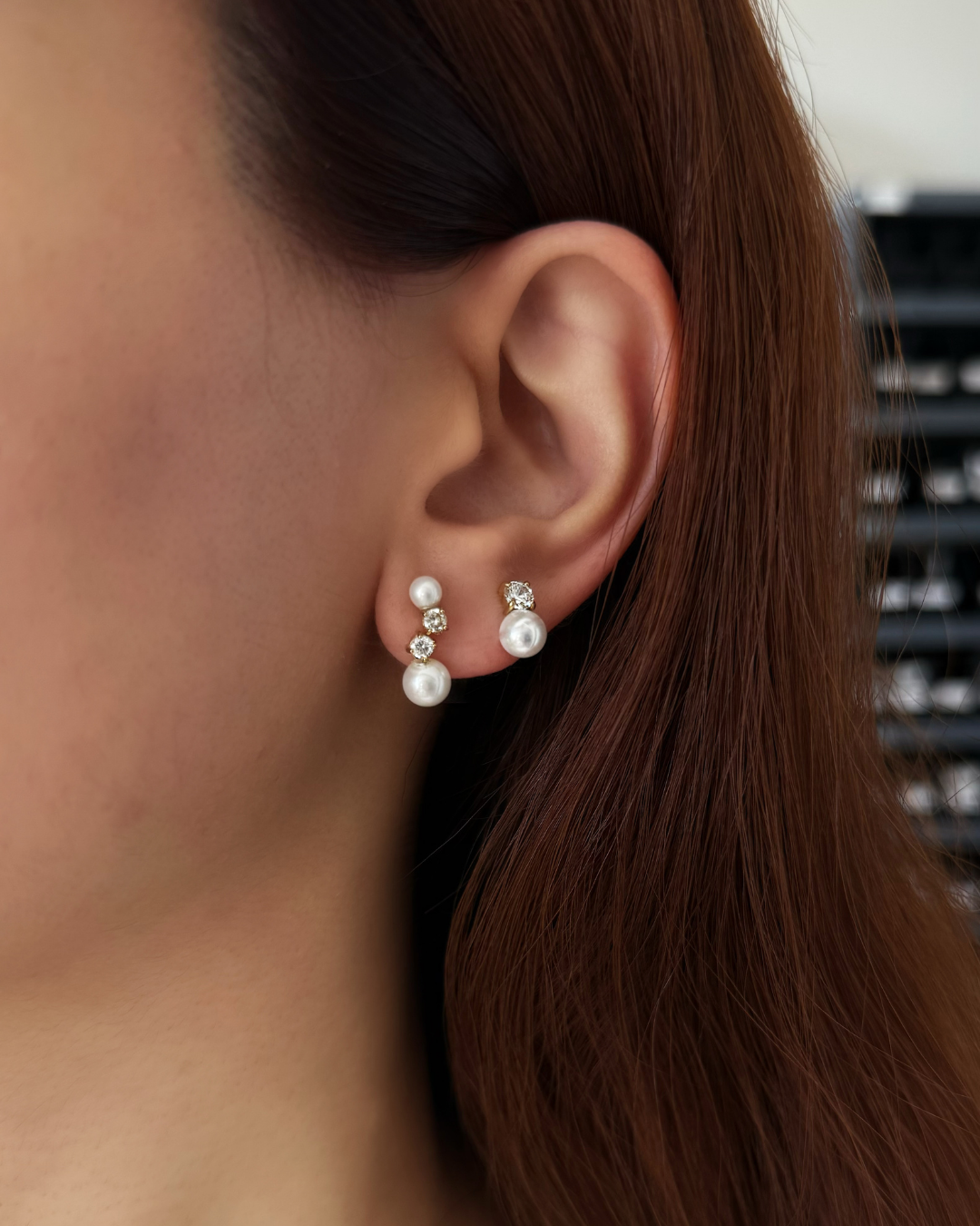 Pearl & CZ Stud Earring Set – Classic Duo
