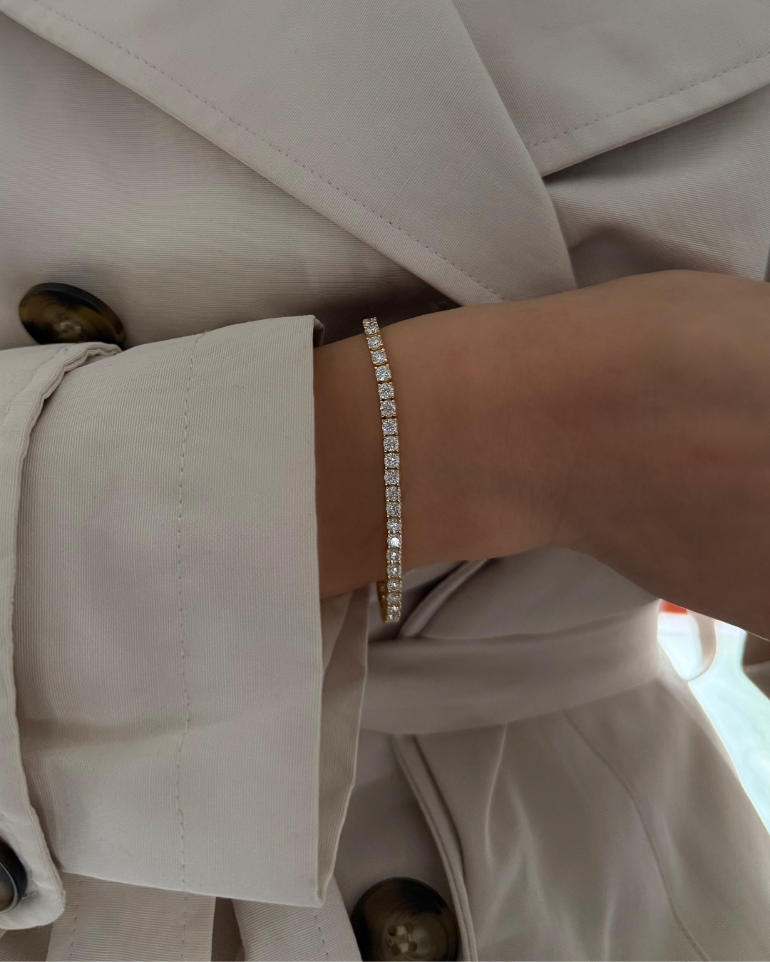 Sterling silver lab-grown moissanite tennis bracelet with classic round-cut stones and elegant profile — Kampy