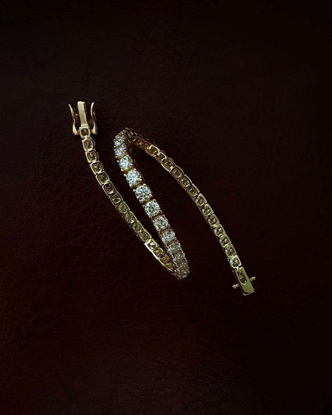 Front view of lab-grown moissanite tennis bracelet in sterling silver featuring uniform 3mm stones — Kampy