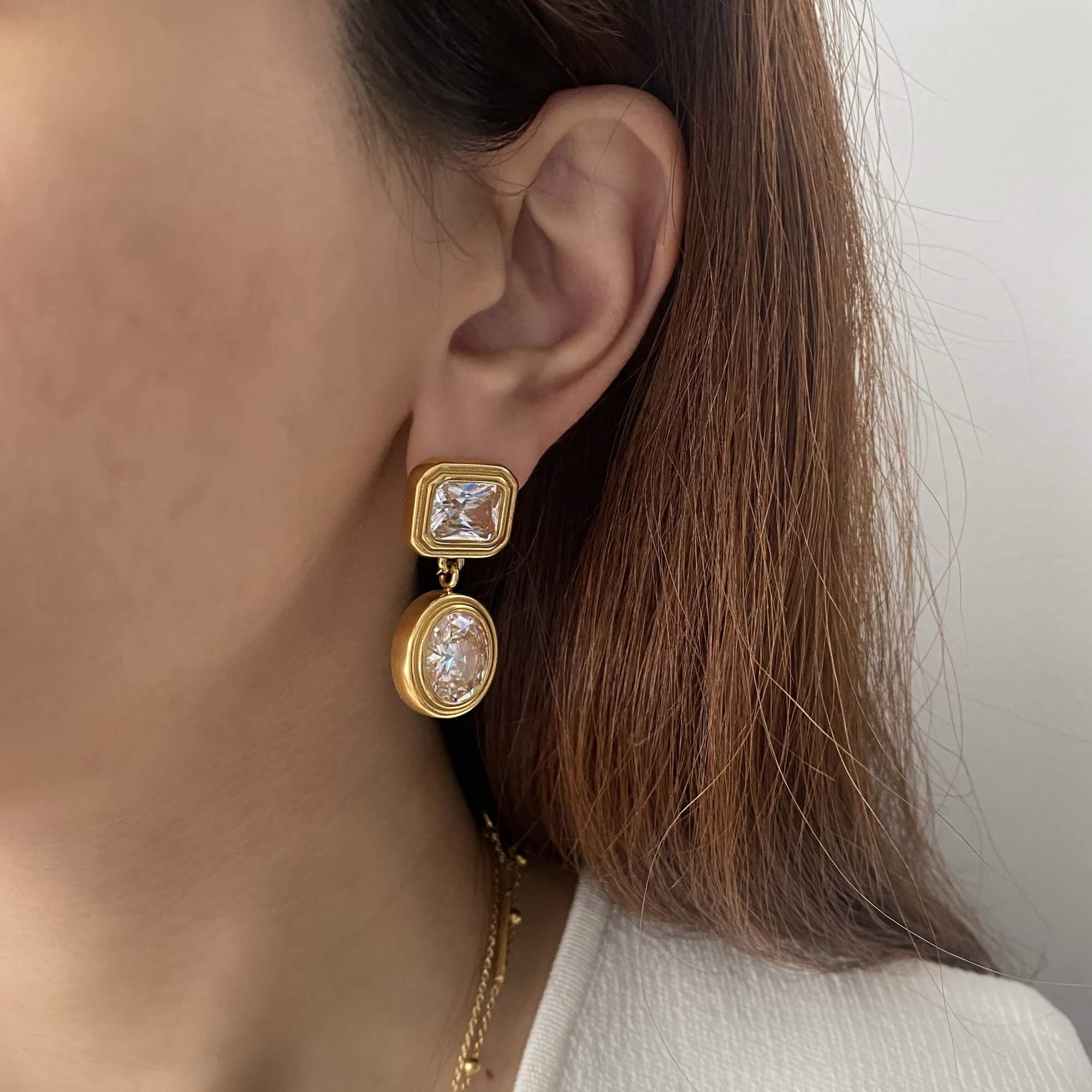 KosaE vintage-inspired dangle earrings by Kampy Designs, presented on branded jewelry packaging for a premium gift-ready display.